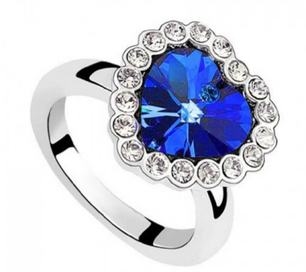 Heart Shaped Blue Stone Setting Finger Ring - 20% Discount