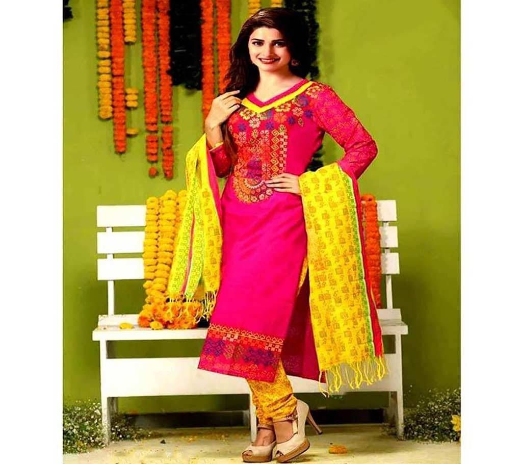 Un-stitched rajdhani voyel cotton block print salwar kameez seblock-702
