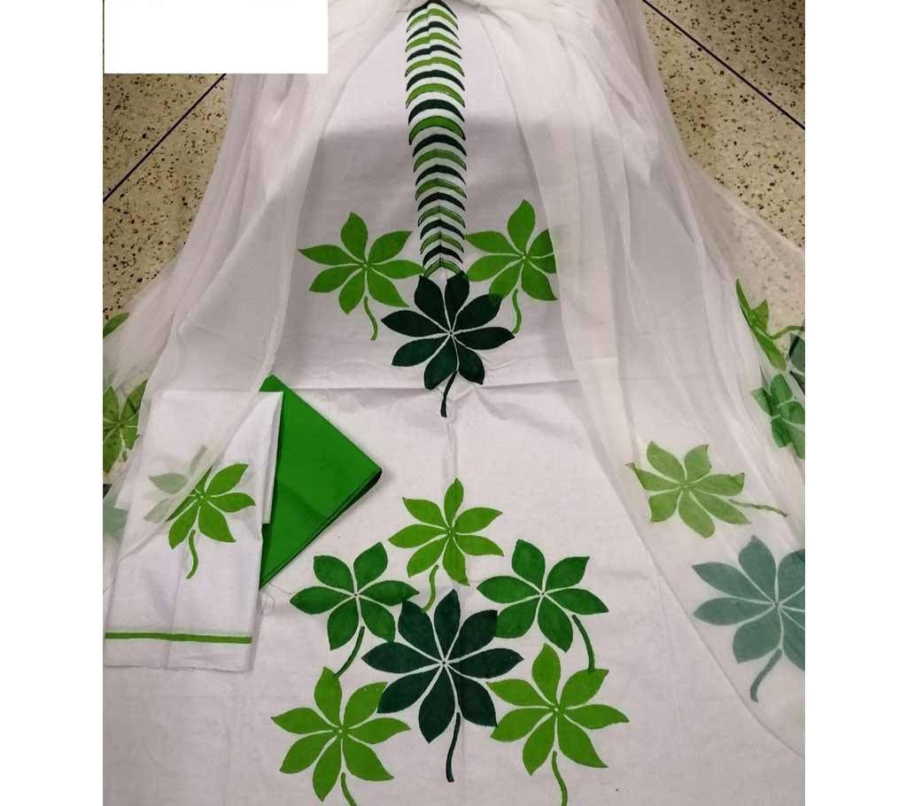 Cotton Block 3piece with Georgette Orna- 407