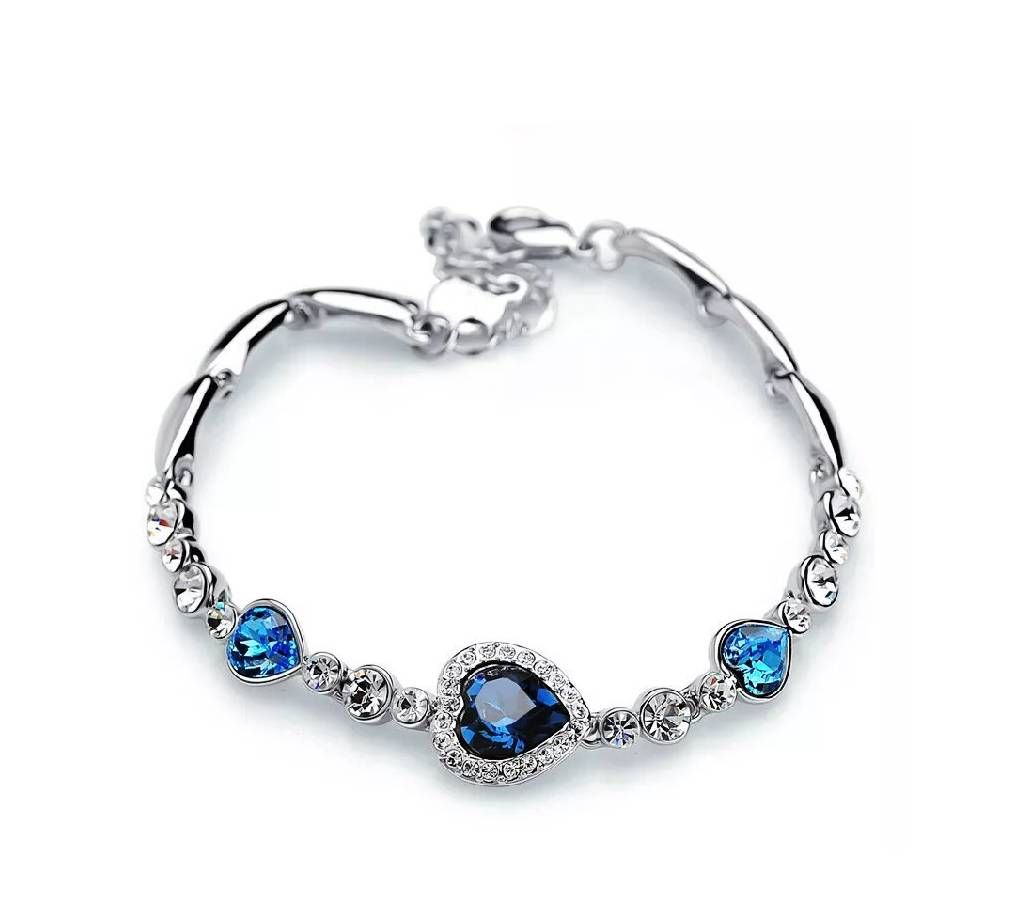 Women Ocean Heart Blue Crystal Bracelet