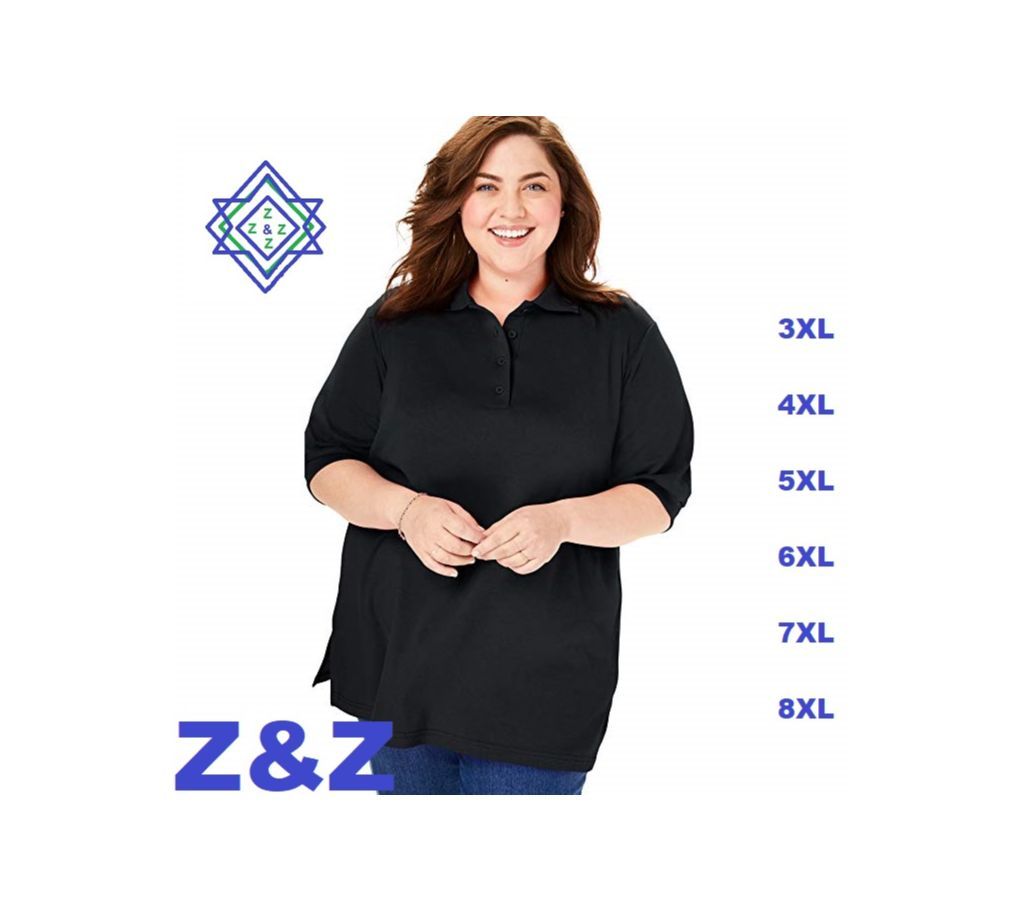 Plus Size Big & Fat Womens Polo Shirt 3XL -- 8XL Cotton Z&Z Polo For Women-Code-pls1005p