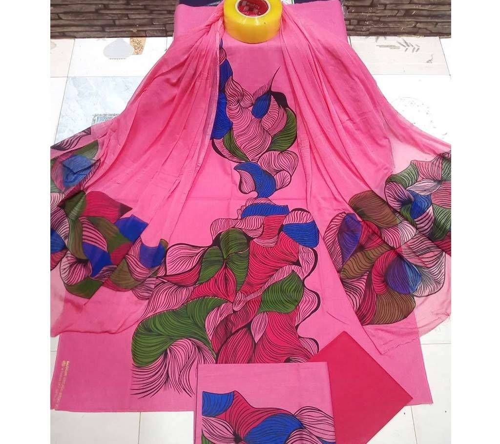 Deshi Cotton Unstitched Joypuri Screen Printed 3Pcs - H06 - MHG