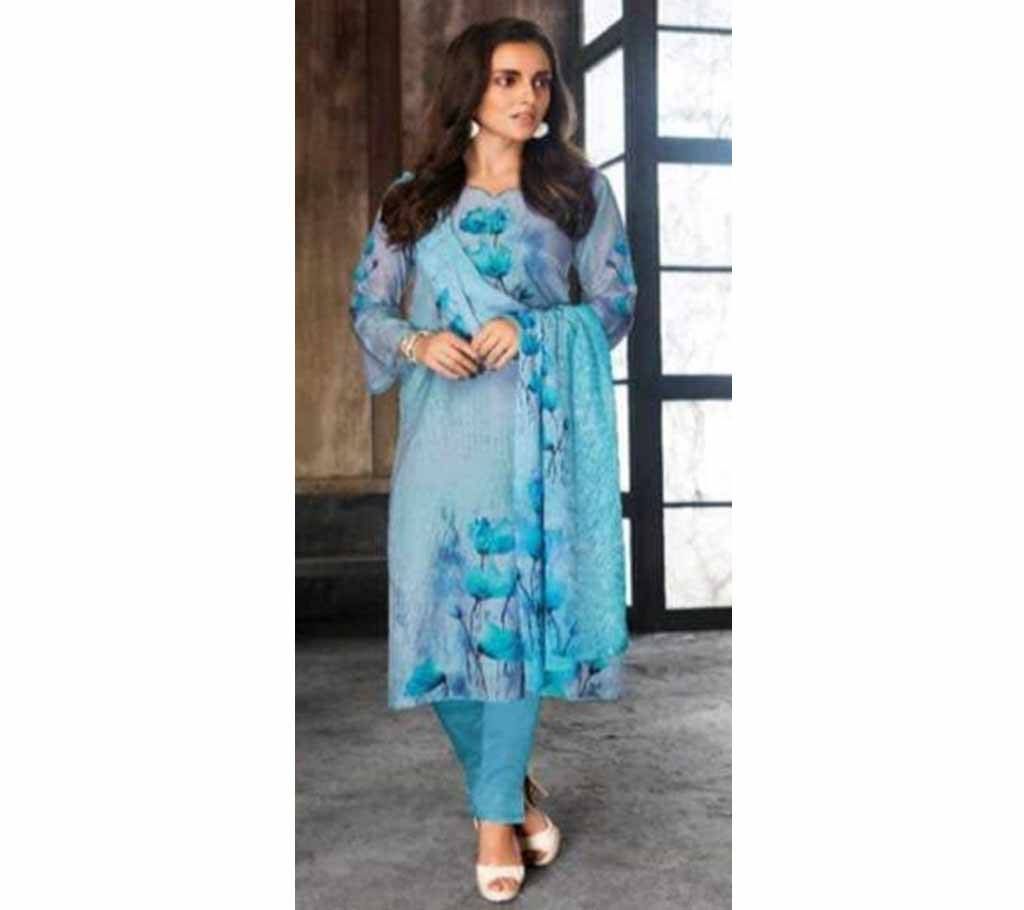 Unstitched Indian Catalog Cotton Three Piece Dress 