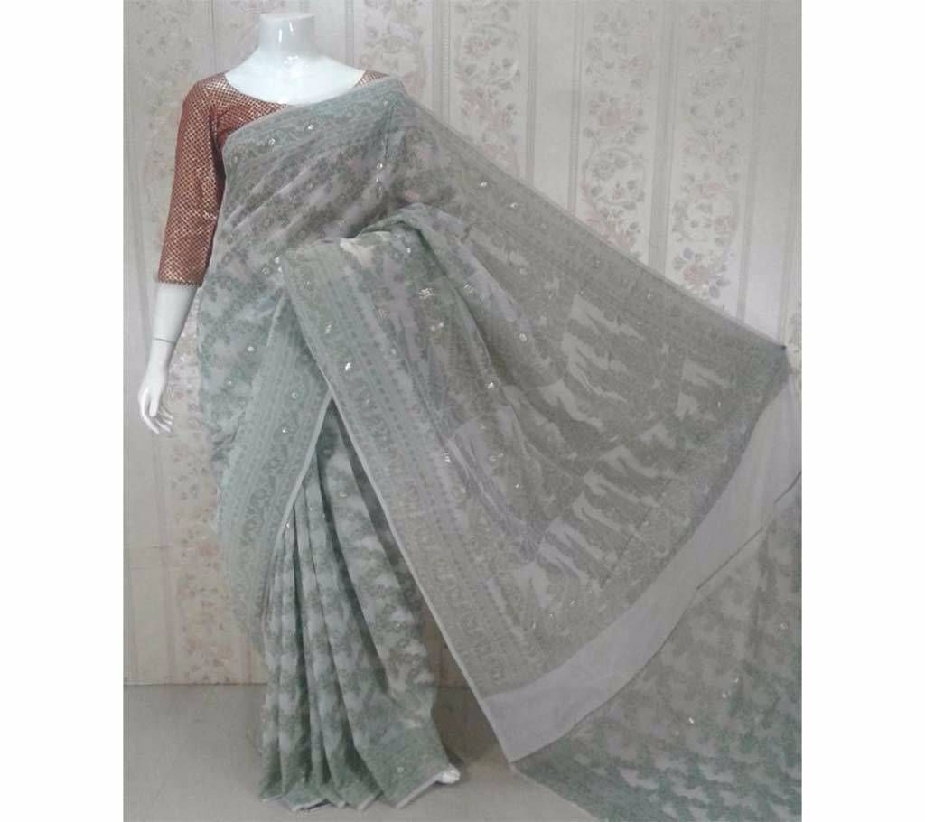 White mirpur jamdani silk sharee 