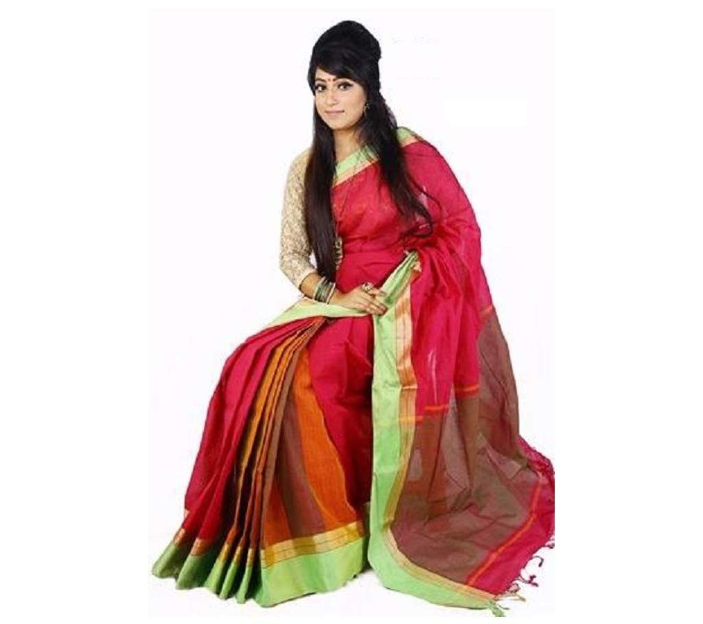 Magenta color cotton sharee