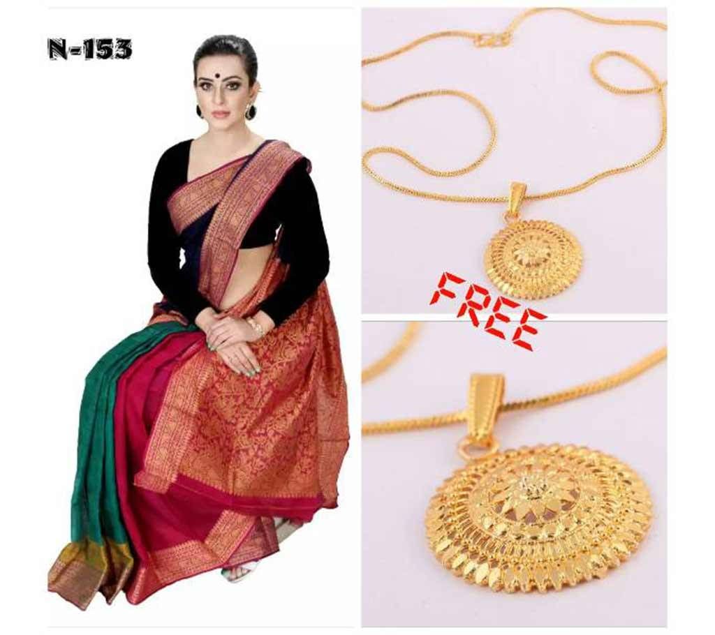 gas watermark pure cotton sharee with pendant free 