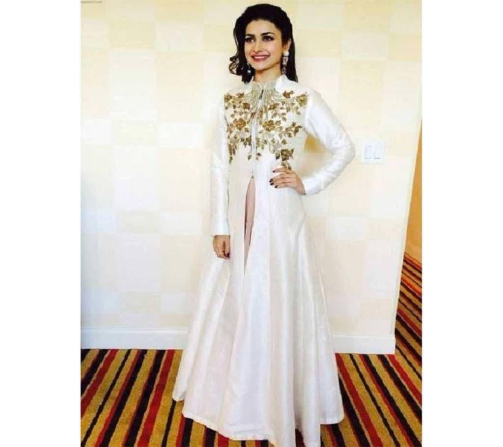 Crepe Silk Embroidered Semi Ready Dress