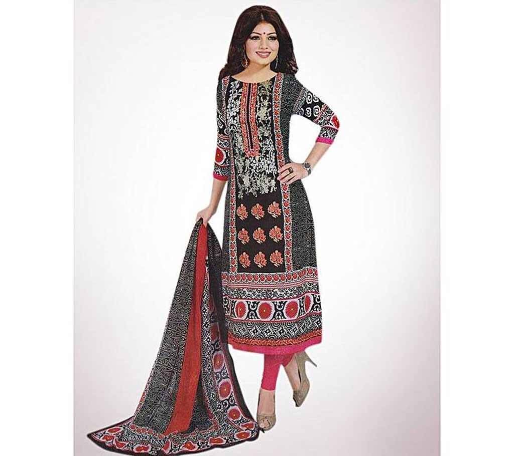 Unstitched Black Satin Salwar Kameez For Women (Copy)