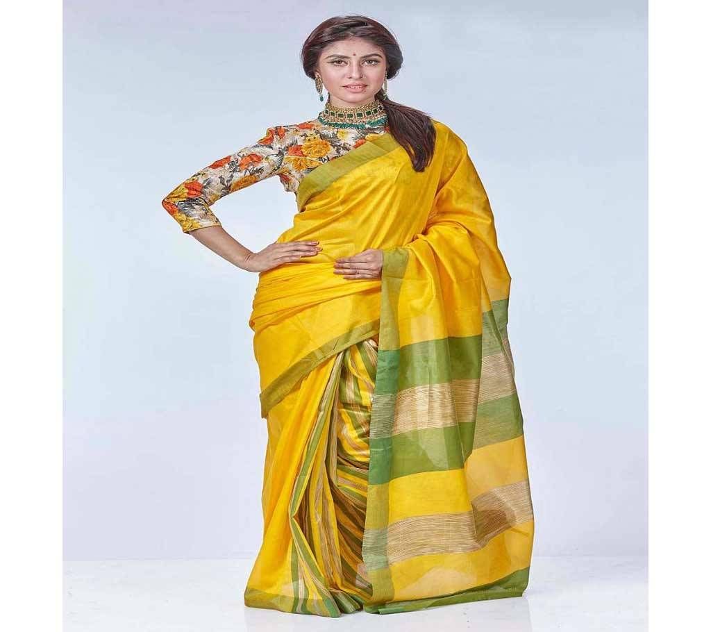Yellow Silk Sharee For Women