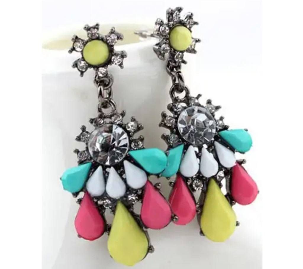 Chia Fashion Vintage Colorful Rhinestone Dangle Drop Earrings (by Pink Point - CHIA104)