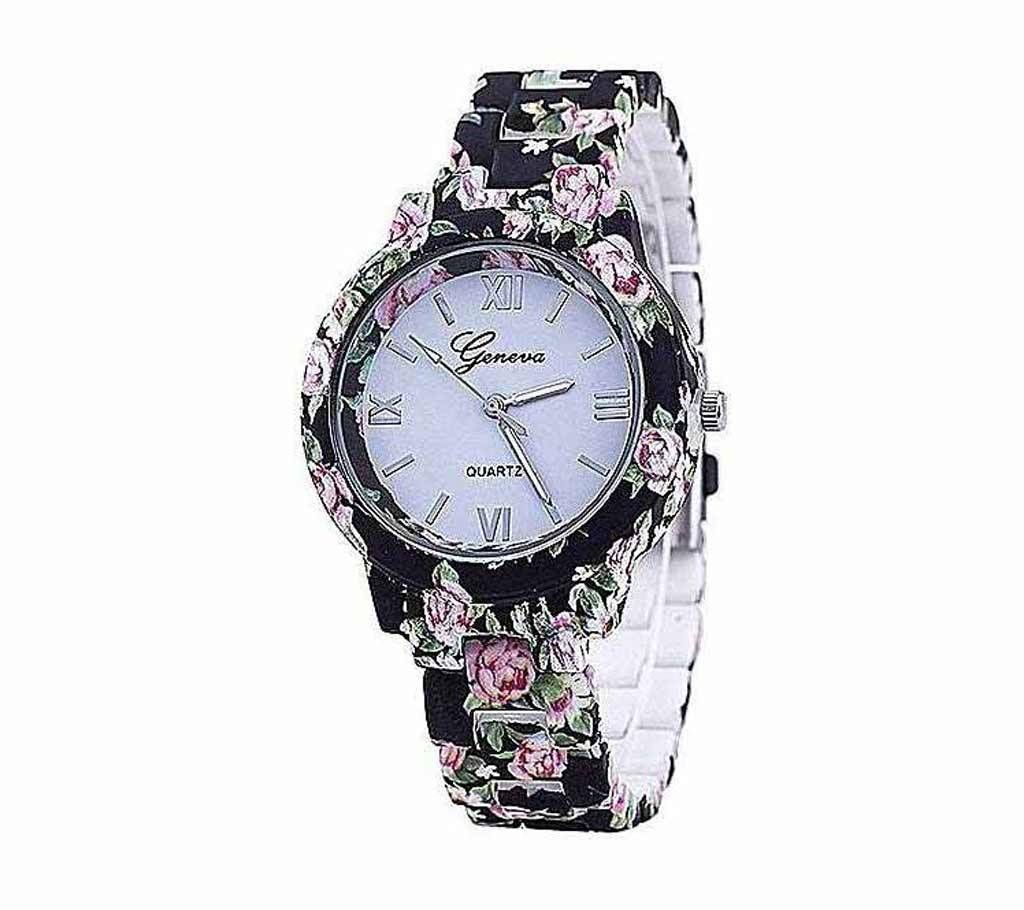Black Stainless Steel Analog Watch for Women