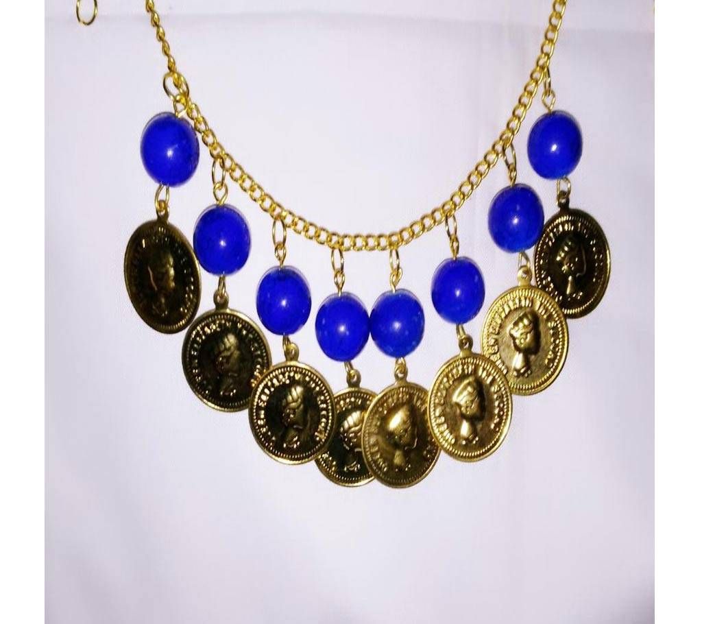 Glass beads and coin necklace with earring 
