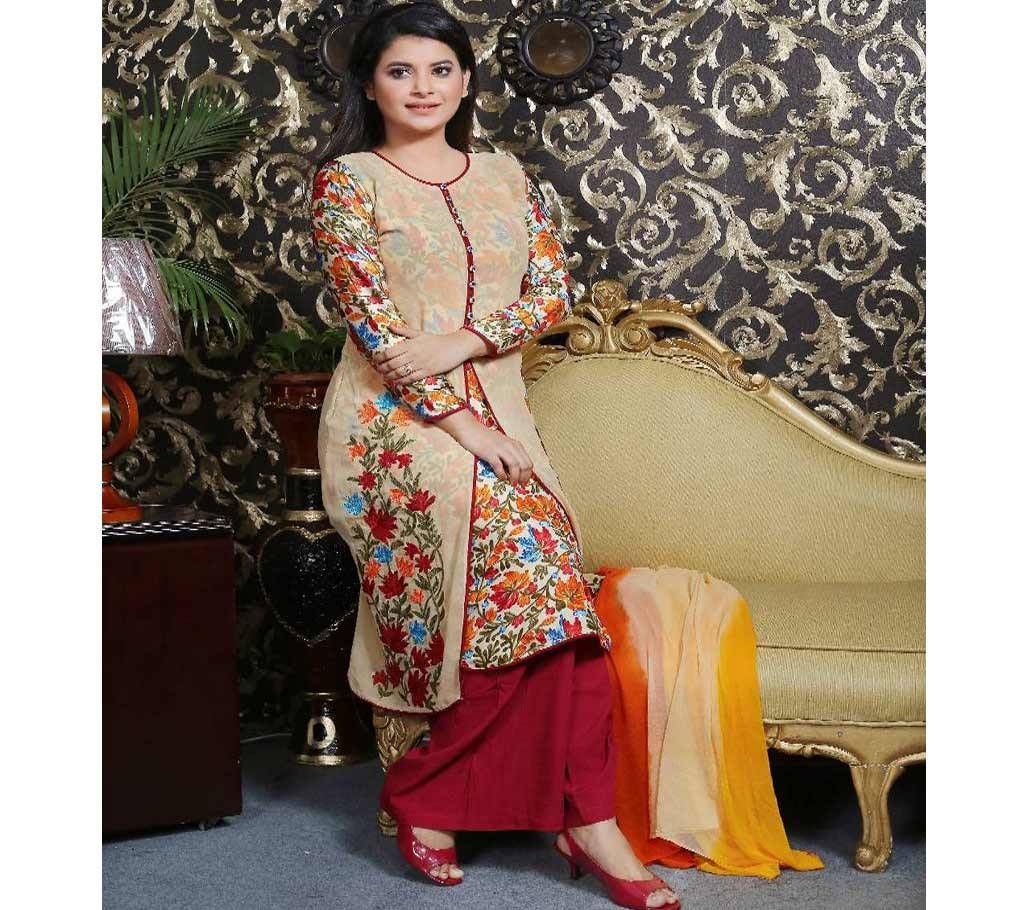 readymade georgette koti inside silk 3 peach