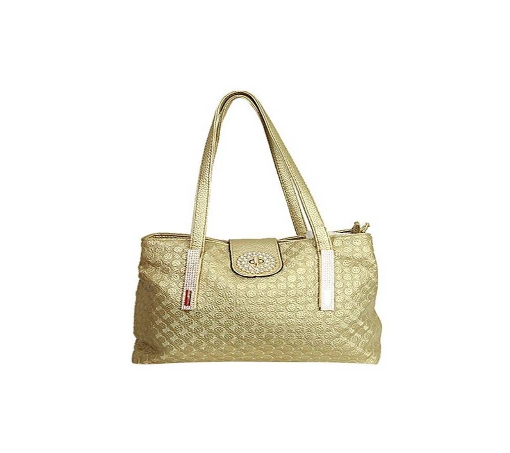 GOLDEN SYNTHETIC LEATHER SHOULDER BAG FOR WOMEN