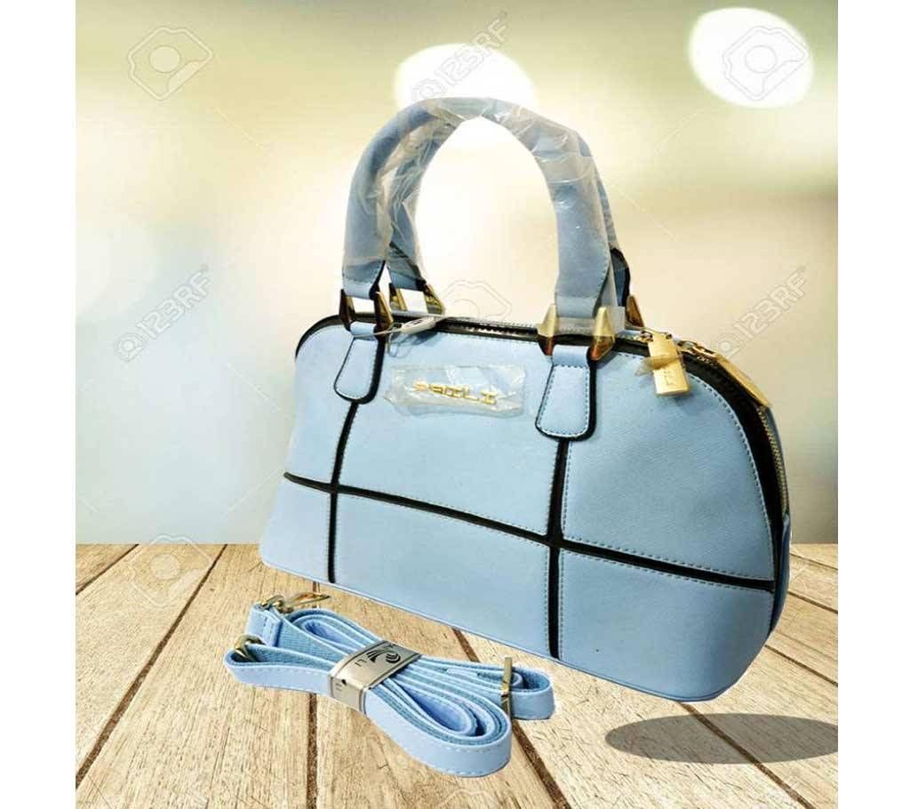 SPACIOUS SKY-BLUE COLOR ARTIFICIAL LEATHER WOMEN HANDBAG