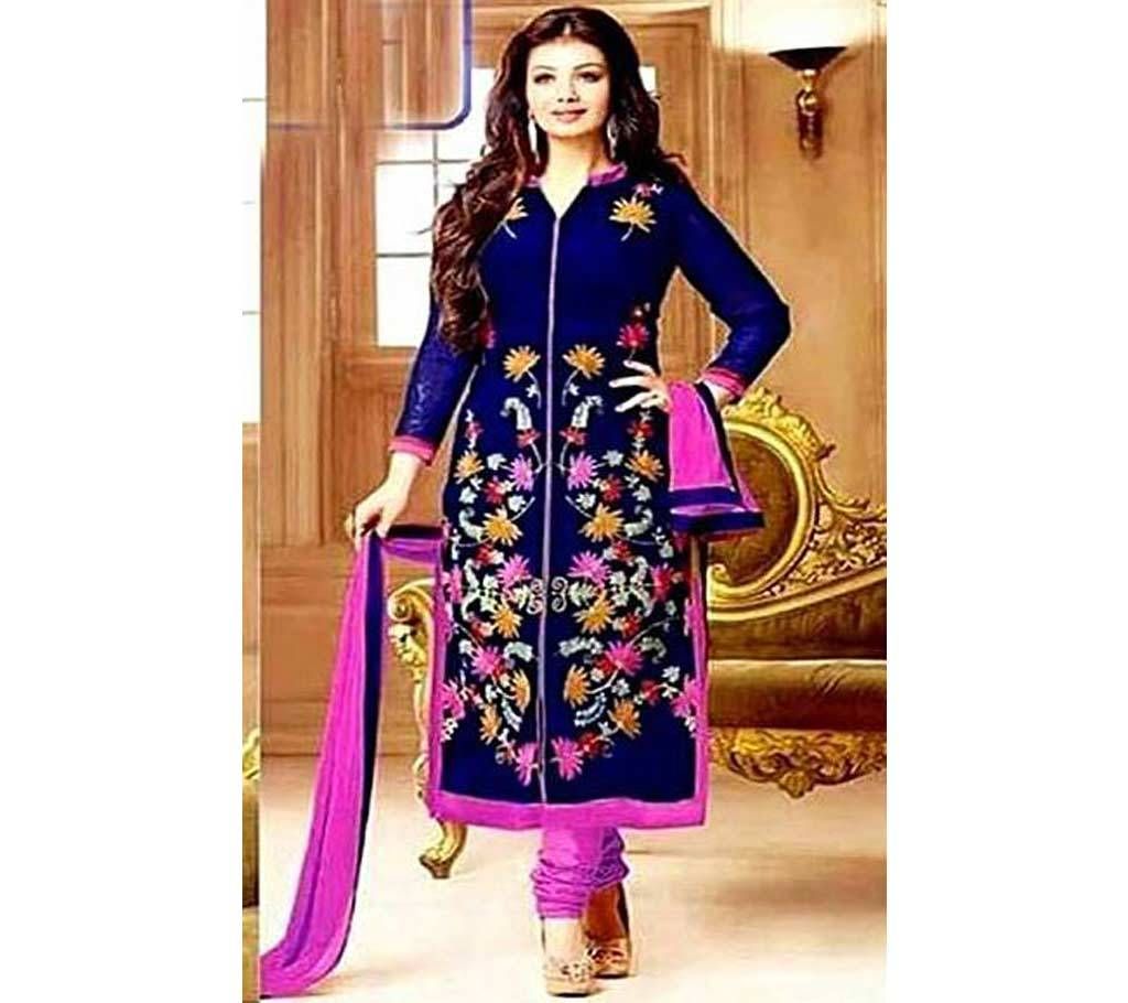 Unstitched Multi Color Cotton Block Printed Shalwar Kameez For Women