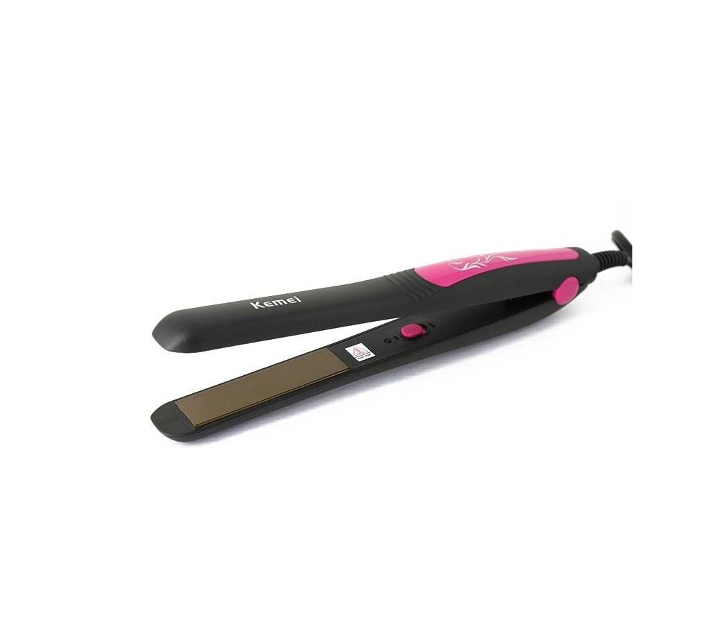 KM-328 Professional Hair Straightner - Black and Pink