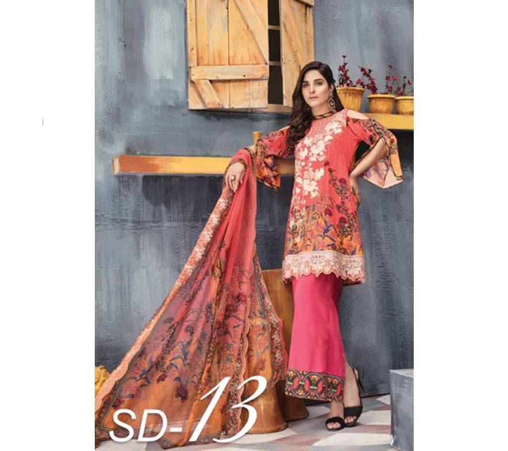 Shaista Digital Viscose 13 Orange Viscose Embroidery