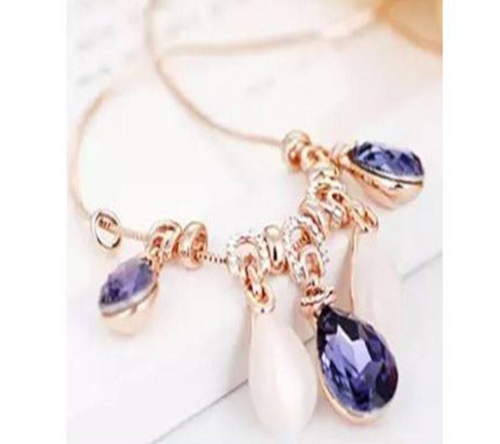 Gold Plated Necklace with blue and white stone.