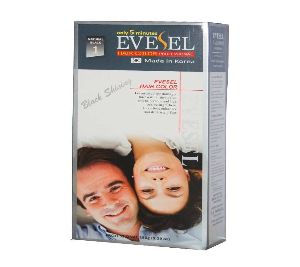 Evesel Hair Color 150gm (BLACK) Korea