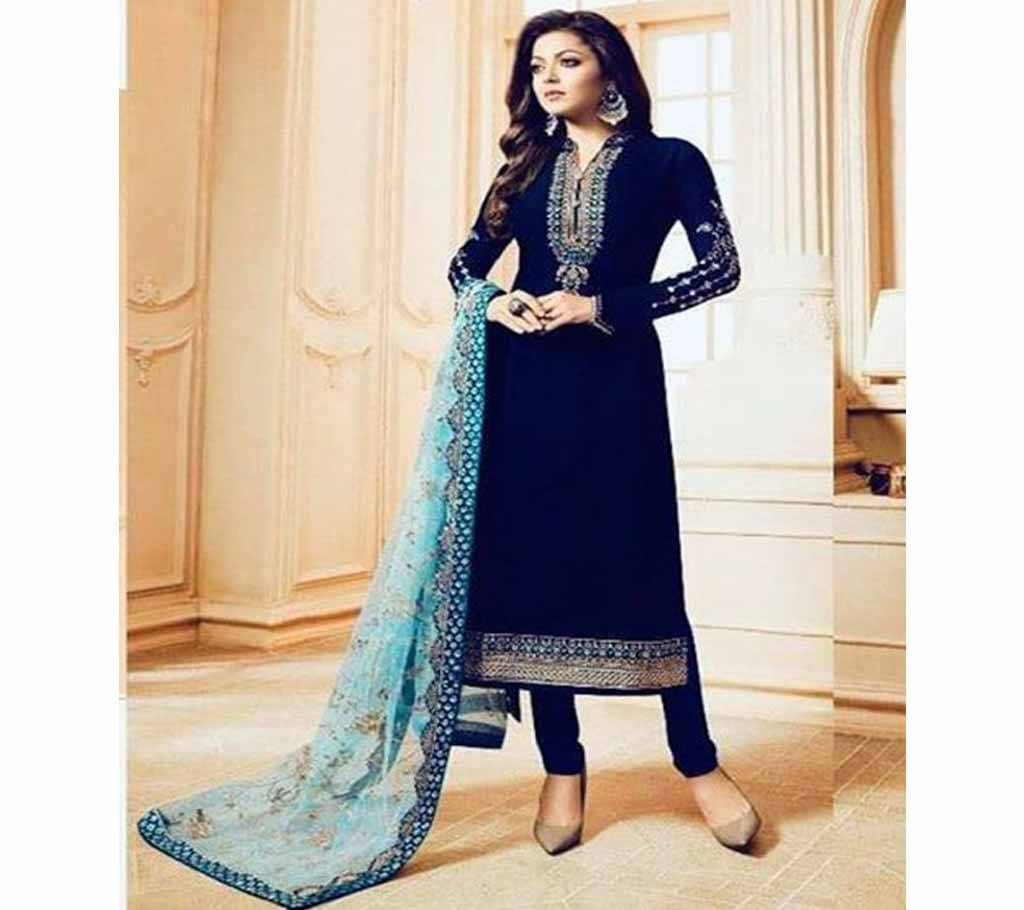 Unstitched Georgette Navy Blue Salwar Kameez For Women - copy