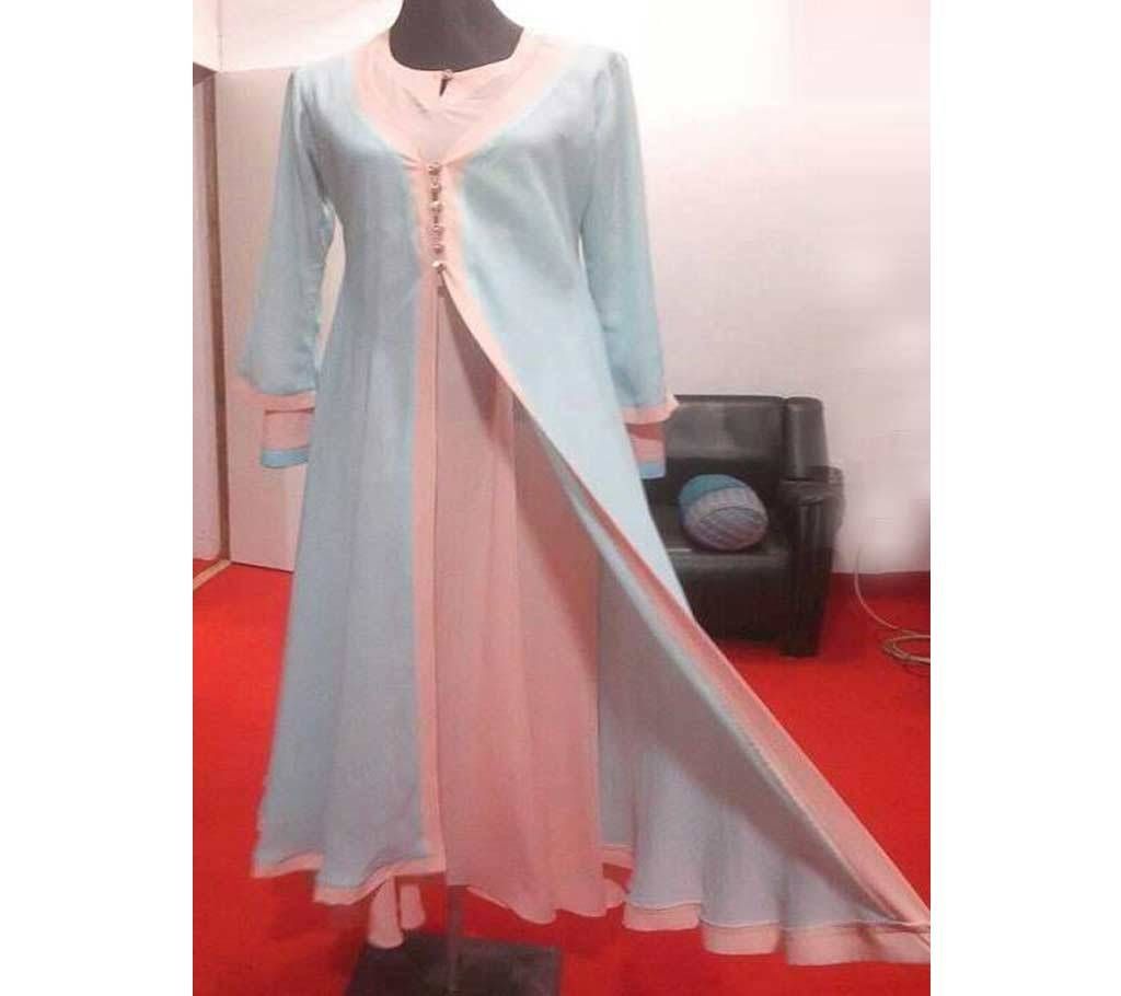 Sky Blue & Pink Georgette  Borka For Woman