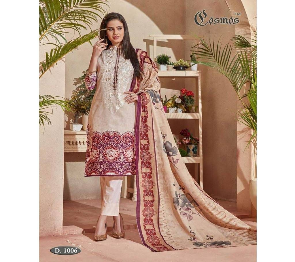 Cosmos Saadia Noor Lawn Collection Vol 1 - 1006 - Ash Cream with Violet - ASI