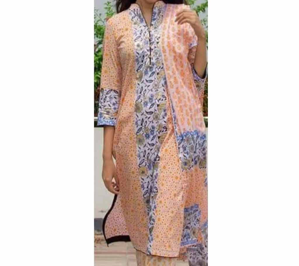 Unstitched Natural Cotton screen Printed Salwar Kameez for Women
