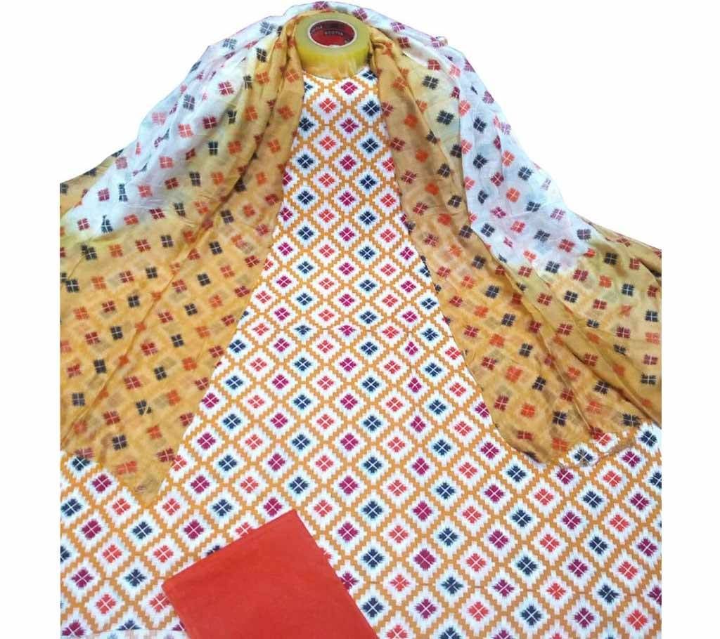 Unstitched skin printed cotton salwar kameez fs-1023