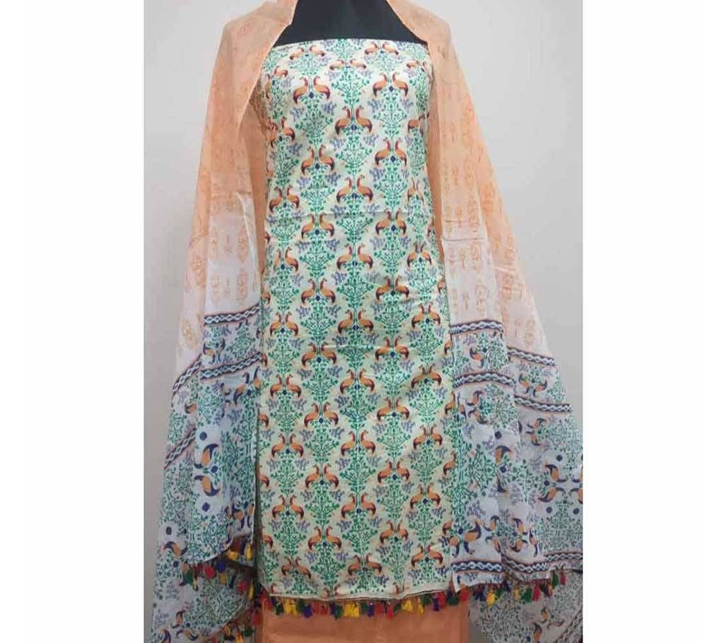 Unstitched screen print salwar kameez multi color