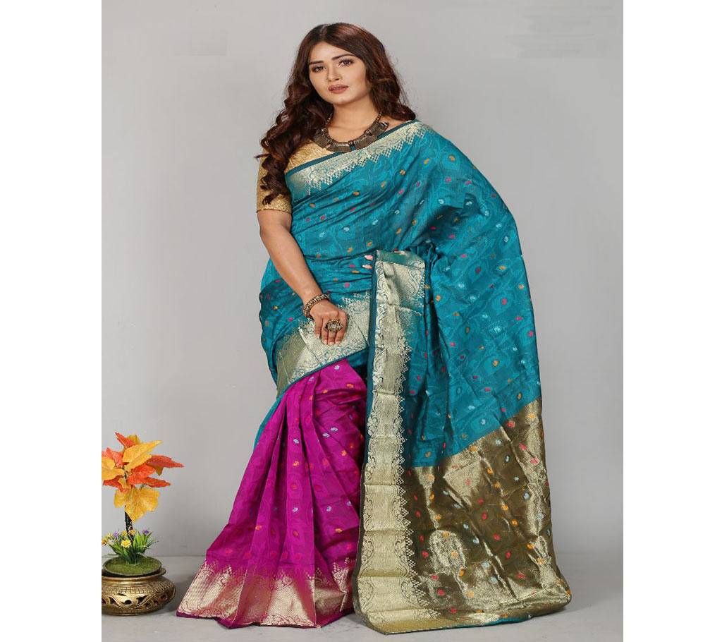Multi Color Silk Saree  for Woman-With Blouse Piece