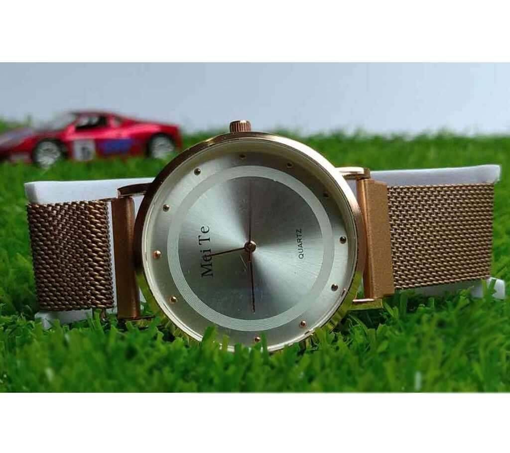 MeiTe Analogue Black Dial Multifunction Stainless Steel Men,s Womens Watch