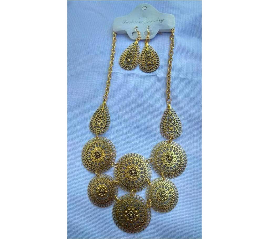 Gold Plated Necklace with Earring 