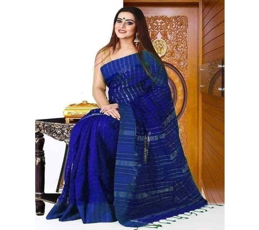 Womens Monipuri Jhum Saree Without Blouse Piece Blue