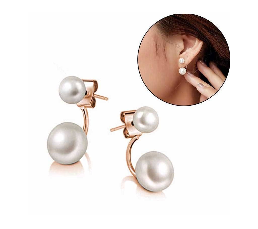 Artificial pearl setting ear ring