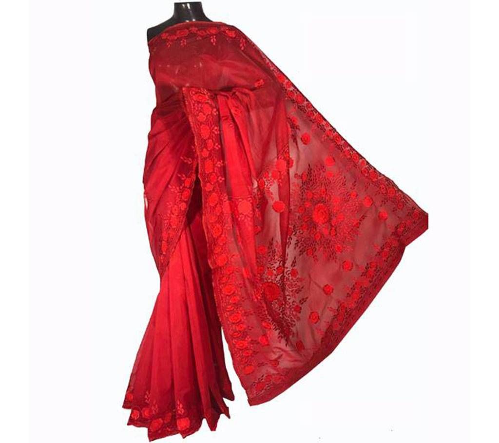Pure silk with cutwork applique sharee