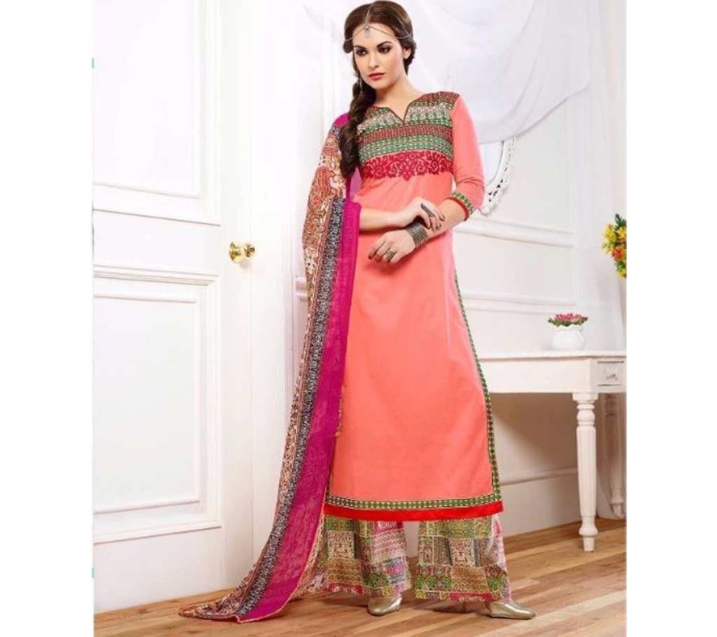Uni stitched embroidery cotton three piece 