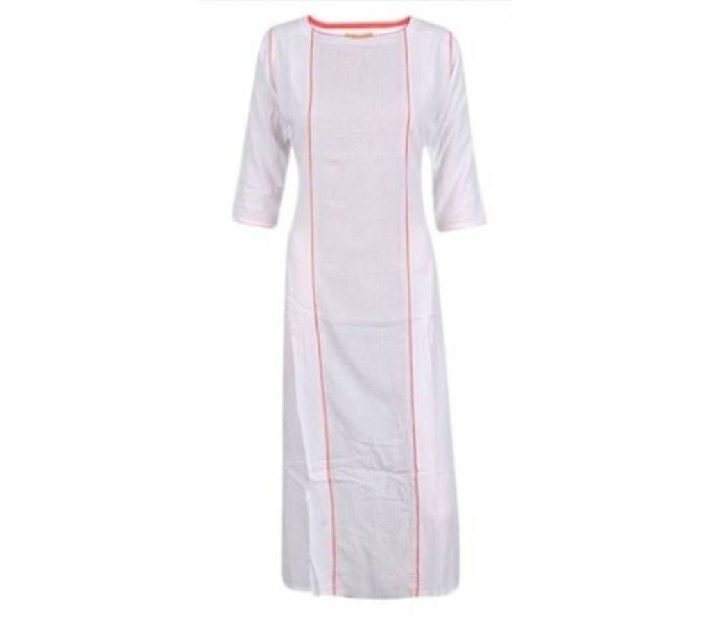 White and Red Cotton Kurti