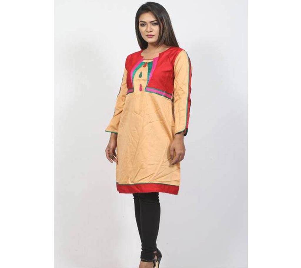 Cream Jute Kattan Long Sleeve Tops For Women