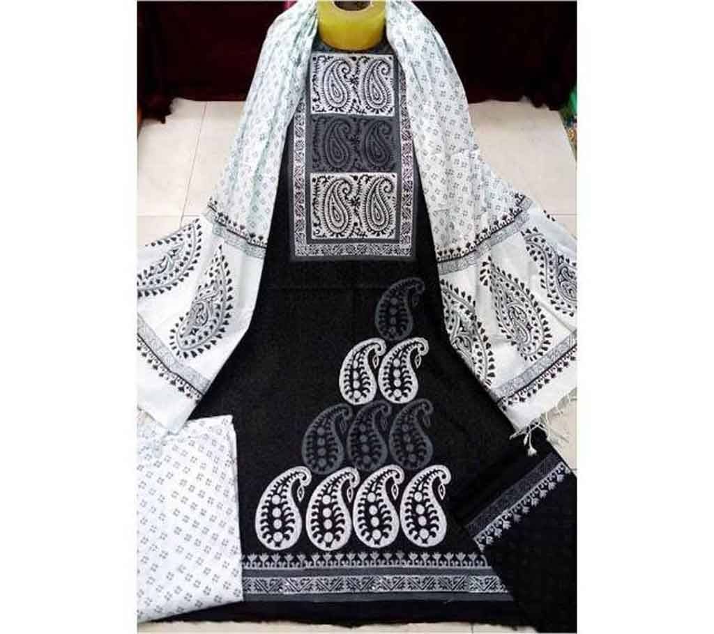 Unstiched Block Printed Cotton Three PC