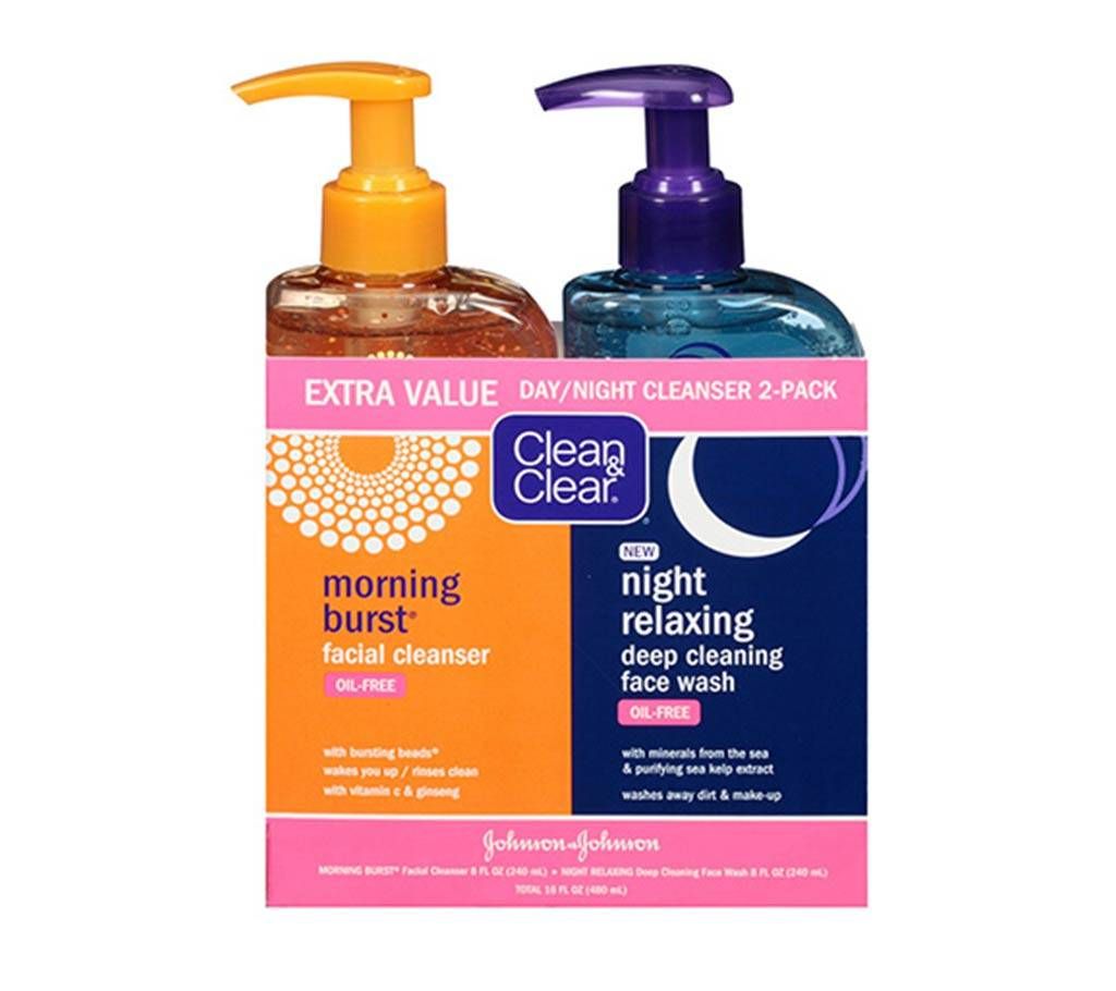 Clean & Clear Day/Night Cleanser,2pcs Pack USA