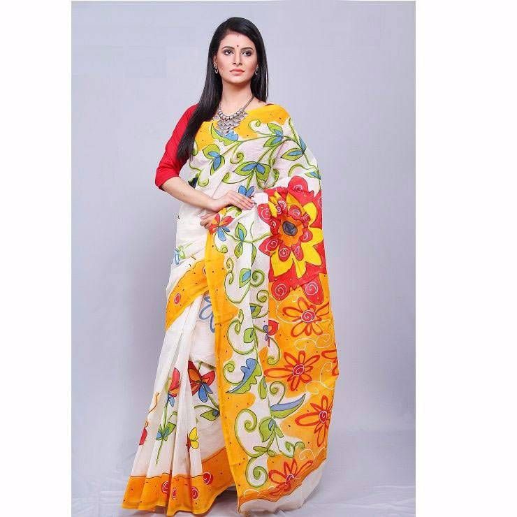 Cotton Kota Handprint Boishakhi Saree