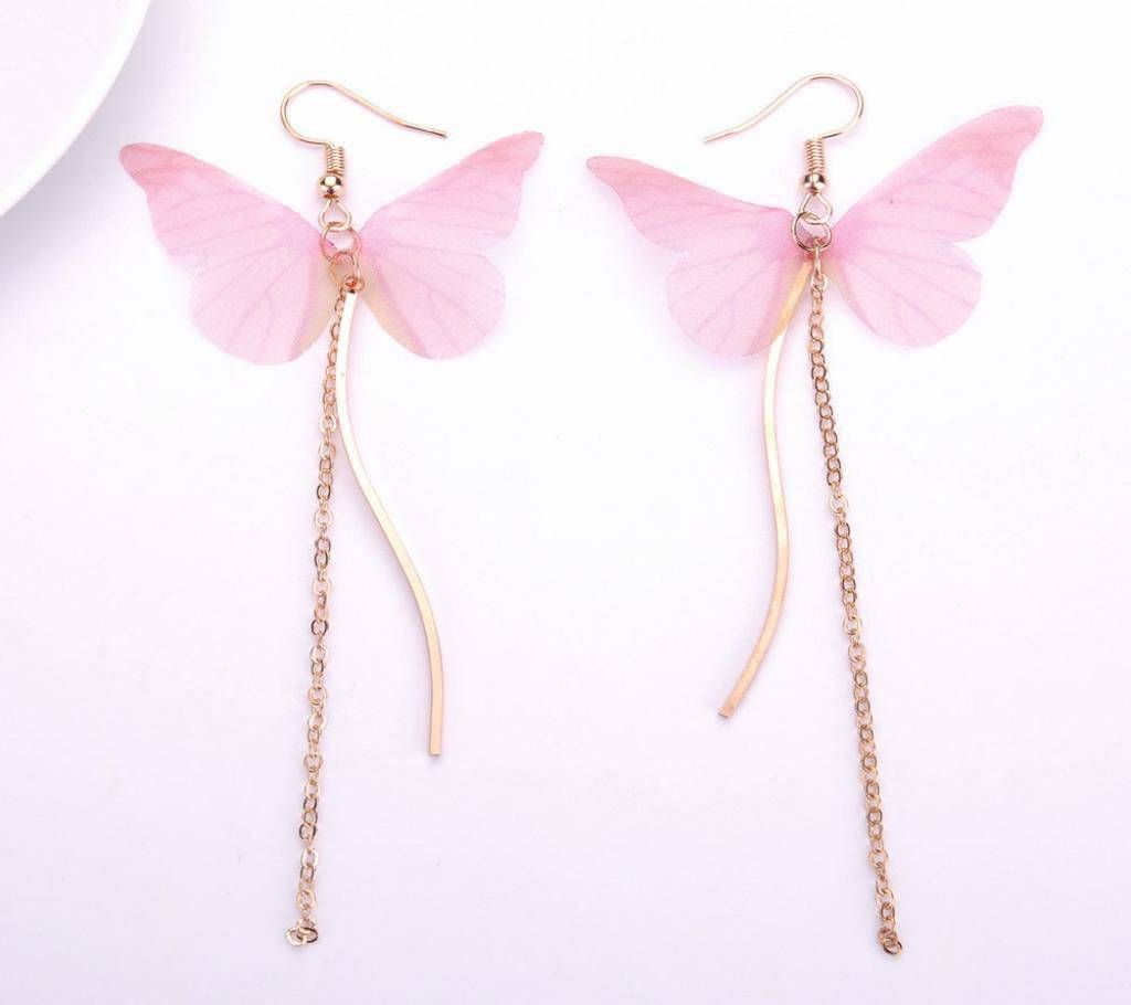 FAIRY FEATHER BUTTERFLY WINGS DROP DANGLE (Pink)