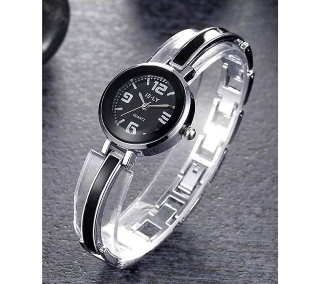 Wrist Watch For Women- Black & Silver