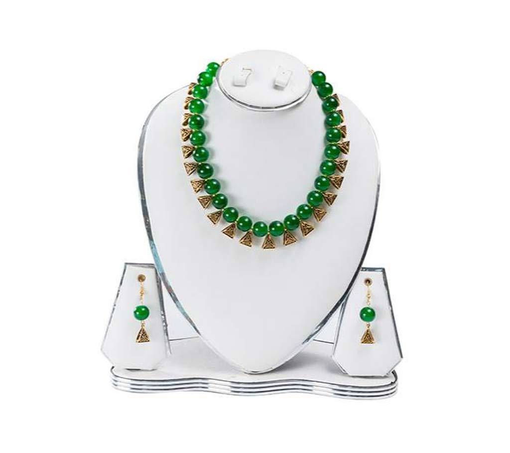 Green Color Artificial Pearl Jewelry Set