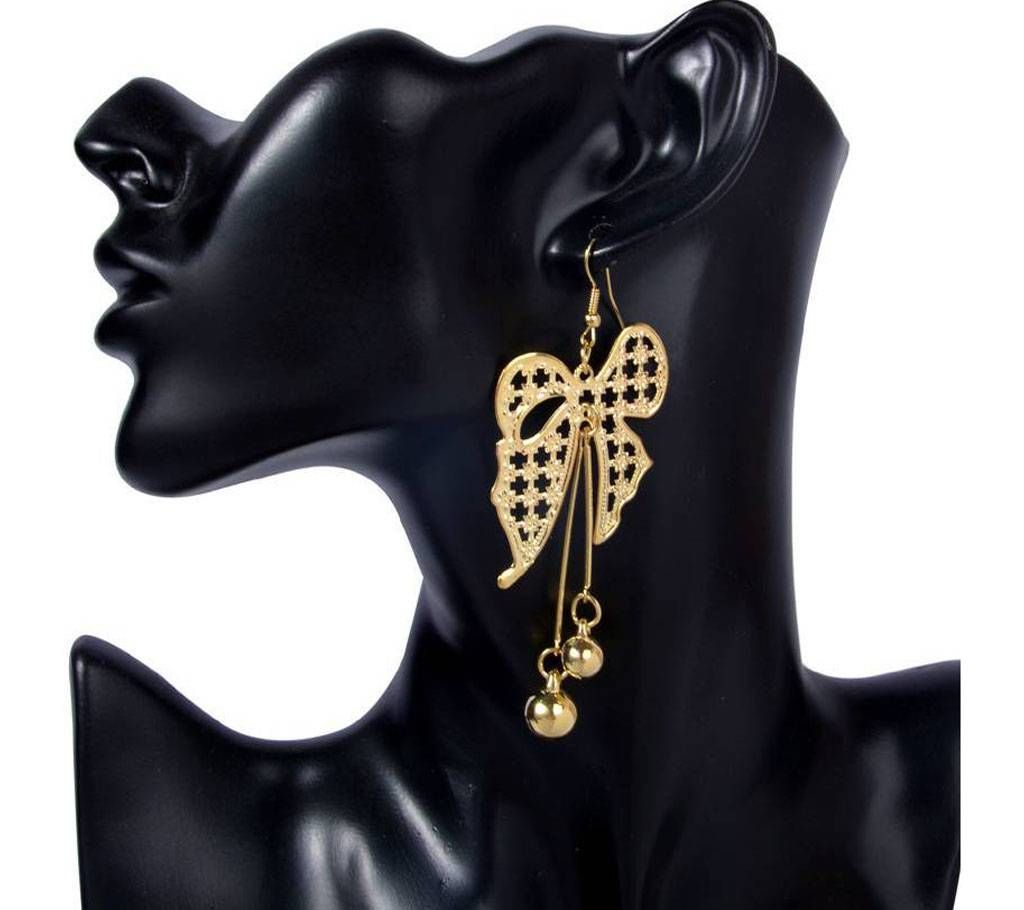 Bow Shape long drop earrings