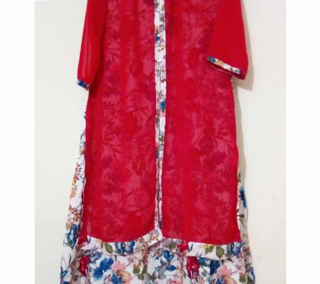 Stitched Print and Soft Georgette Combined Kamiz
