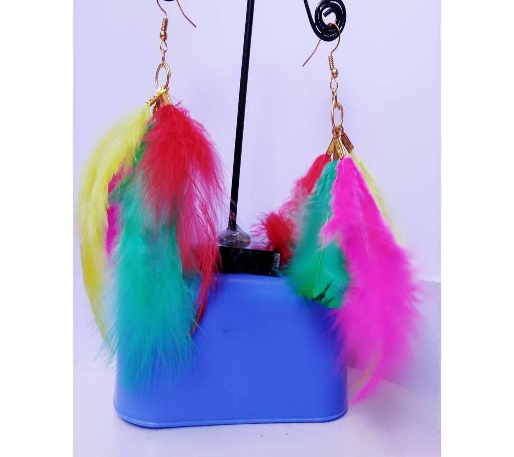multi color feather earring 