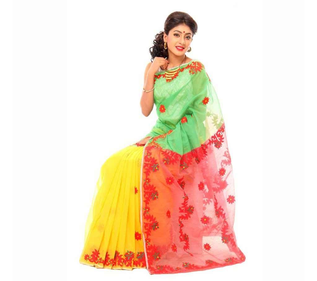 Pure  Muslin Silk Saree Hand Embroidery 
