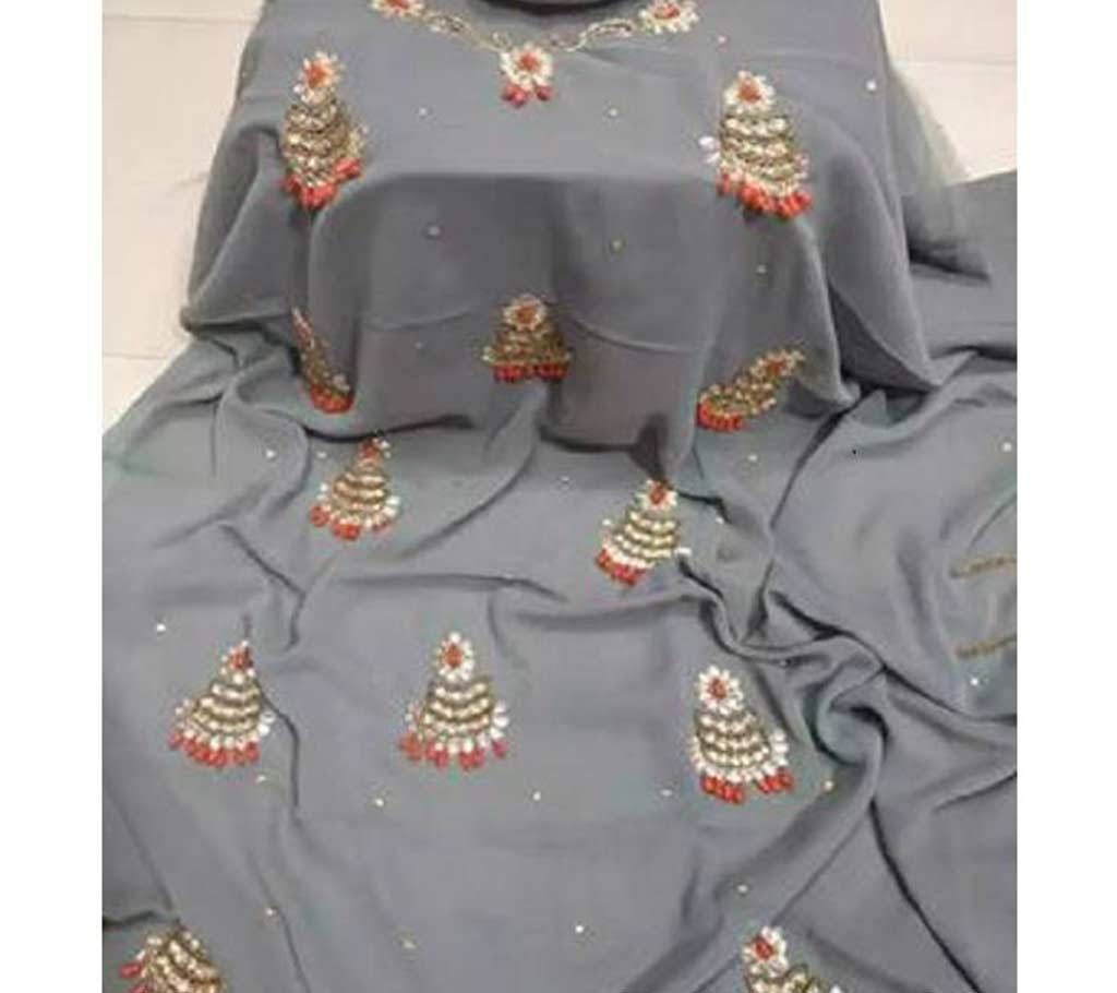 Unstitched Georgette Work Stone Setting One-Piece Kameez